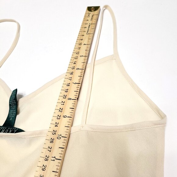 LRL Ralph Lauren Womens Midi Slip Dress Size 8 Cream Spaghetti Strap Fairy Y2K - Picture 10 of 13